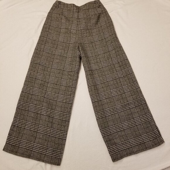 Plaid Wide Leg High Rise Trousers Black/White Dress Pants Grey X-Small Zara - Picture 4 of 8